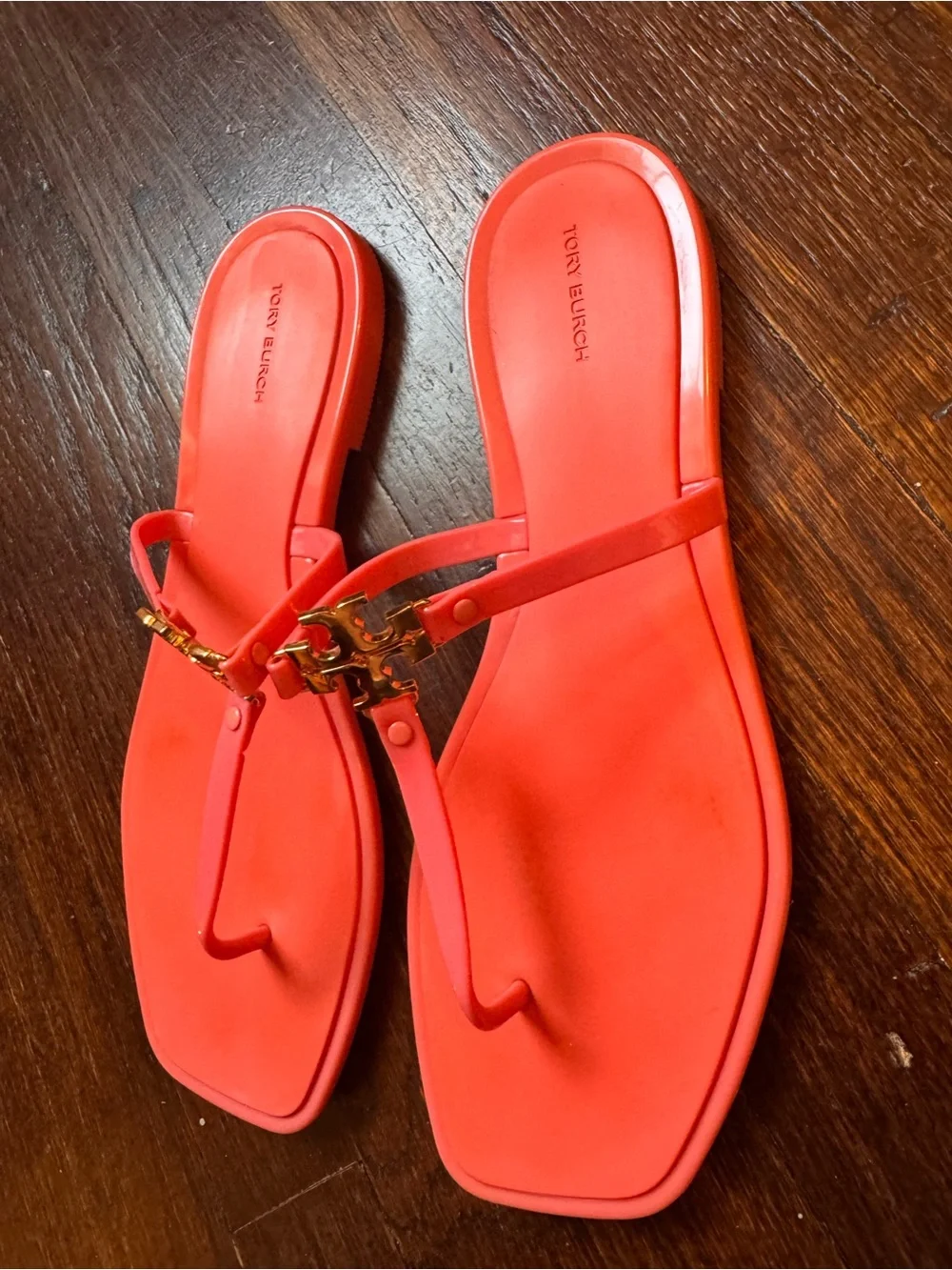 Tory Burch Coral Pink Logo Thong Sandals